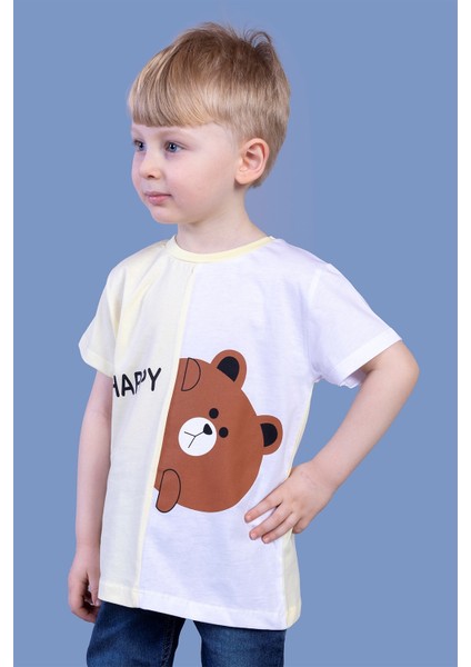 Toontoy Erkek Çocuk Iki Renkli Ayıcık Baskılı Tişört