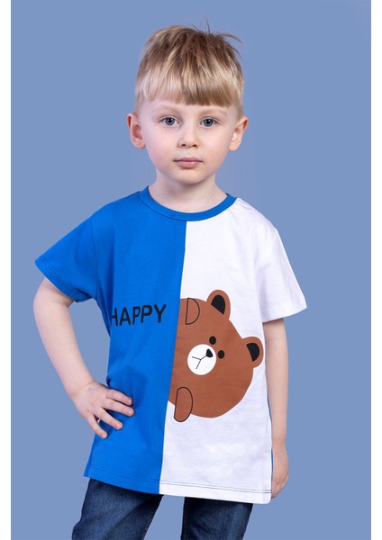Toontoy Erkek Çocuk Iki Renkli Ayıcık Baskılı Tişört
