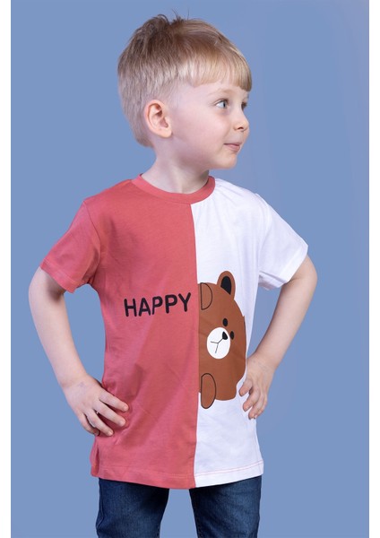 Toontoy Erkek Çocuk Iki Renkli Ayıcık Baskılı Tişört