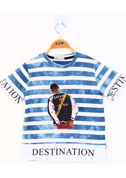 Toontoy Erkek Çocuk Komple Çizgi Desenli Baskılı Tişört