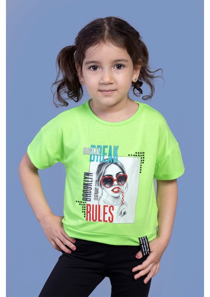 Toontoy Kız Çocuk Dijital Baskılı Tişört