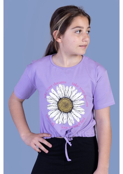 Toontoy Kız Çocuk Papatya Desenli Tişört