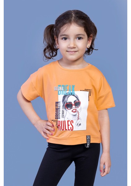 Toontoy Kız Çocuk Dijital Baskılı Tişört