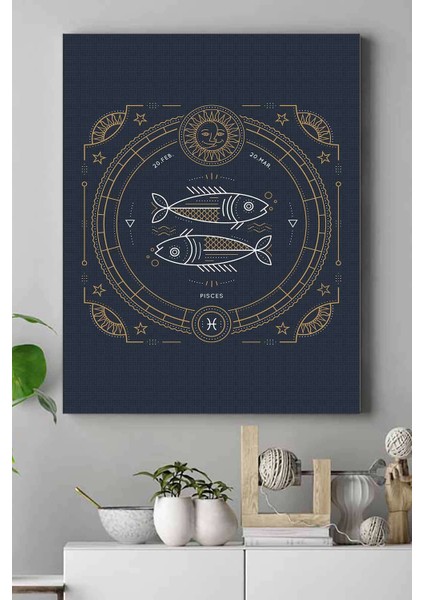 Balık Burcu Tasarım Kanvas Tablo