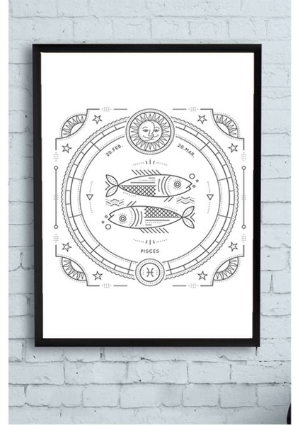 Balık Burcu Tasarım Çerçeveli Tablo 3