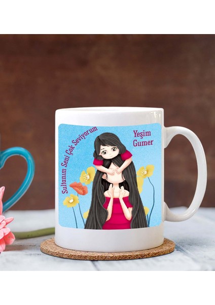 Kişiye Özel Sultanm Seni Çok Seviyorum Temalı Beyaz Kupa Bardak