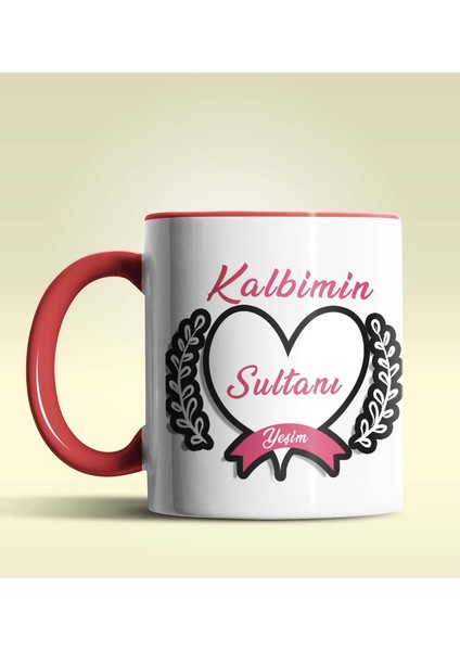 Kişiye Özel Kalbimin Sultanı Tasarımlı Kırmızı Kupa Bardak