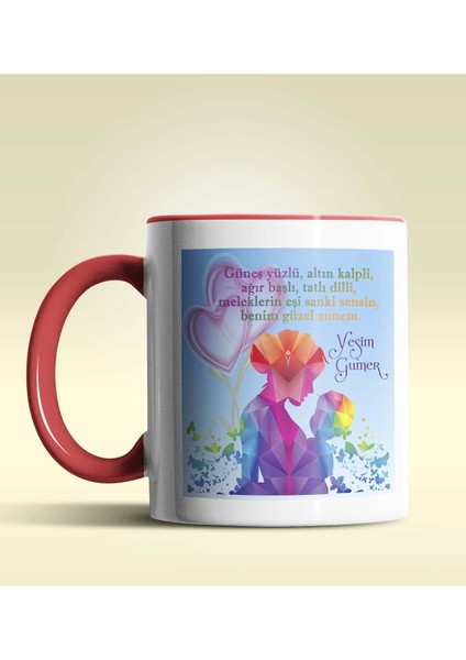 Kişiye Özel Anneler Günün Mesajı Tasarımlı Kırmızı Kupa Bardak
