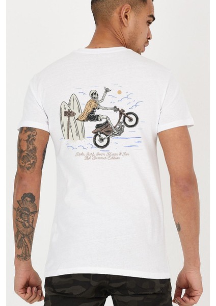 Summer Rider Sırt Baskılı Bisiklet Yaka Erkek Tişört