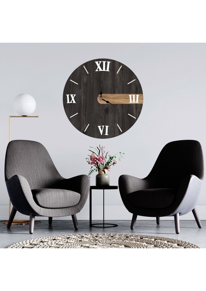 Roma Rakamlı Dekoratif Ahşap Duvar Saati