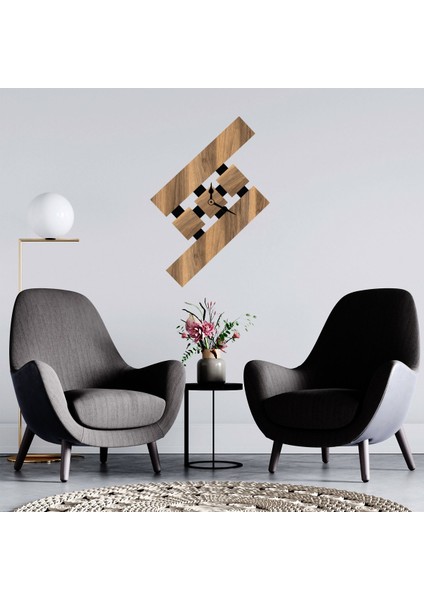 Çapraz Modern Ahşap Duvar Saati