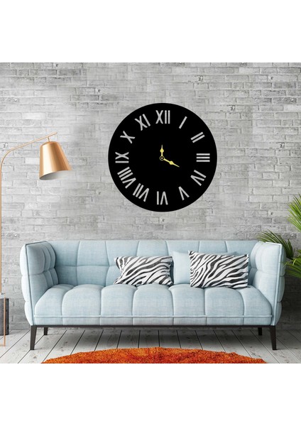 Roma Rakamlı Siyah Beyaz Duvar Saati