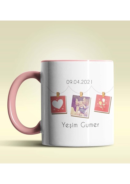 Kişiye Özel Fotoğraflı Instag Tasarımlı Pembe Kupa Bardak