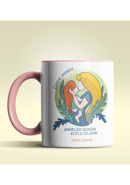 Kişiye Özel Anneler Günün Kutlu Olsun7 Temalı Pembe Kupa Bardak