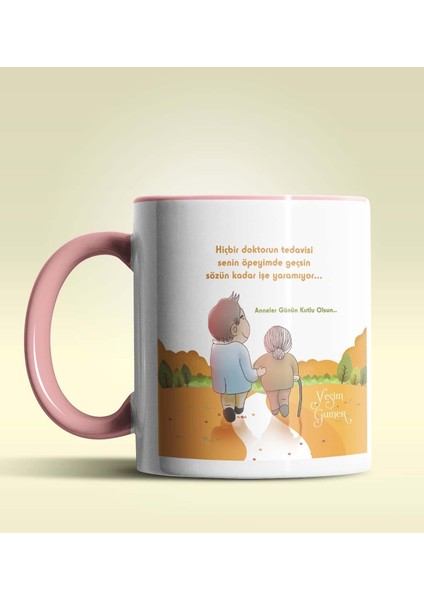 Kişiye Özel Anneler Günün Kutlu Olsun 16 Tema Pembe Kupa Bardak