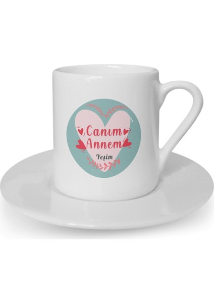Kişiye Özel Canım Annem Tasarımlı Beyaz Kahve Fincanı