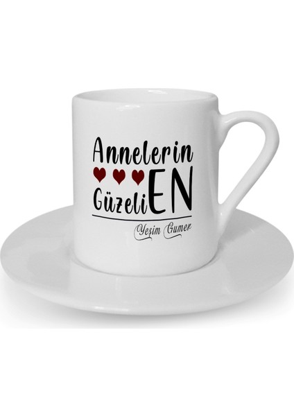 Kişiye Özel Annelerin En Güzeli Tasarımlı Beyaz Kahve Fincanı