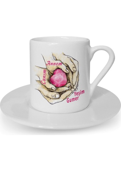 Kişiye Özel Canım Annem Tasarımlı Beyaz Kahve Fincanı