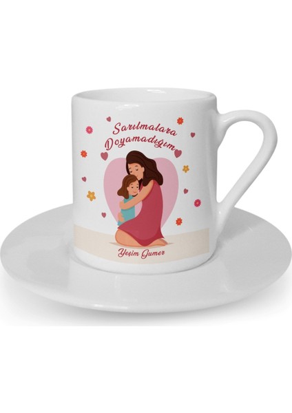 Kişiye Özel Sarılmalara Doyamadığım Tasarımlı Beyaz Kahve Fincanı