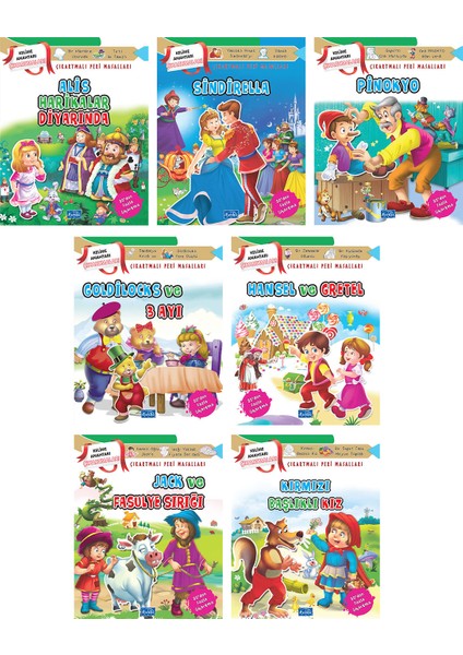Çıkartmalı Peri Masalları Serisi - 2+ Yaş - Okul Öncesi - 7 Kitap - Set - Çıkartma - Etkinlik