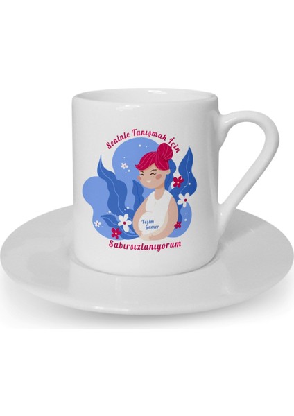 Kişiye Özel Seninle Tanışmak Için Sabırsızlanıyorum Tasarımlı Beyaz Kahve Fincanı