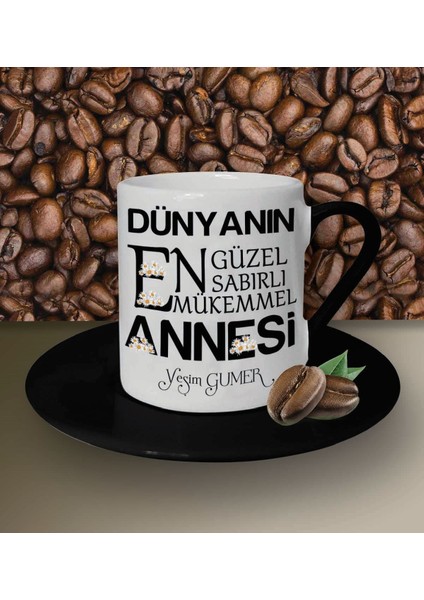 Kişiye Özel Dünyanın En Güzel Annesi Temalı Siyah Kahve Fincanı