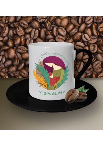 Kişiye Özel Seni Çok Seviyorum Canım Annem Temalı Kahve Fincanı