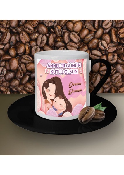 Kişiye Özel Anneler Günün Kutlu Olsun 15 Tema Siyah Kahve Fincanı