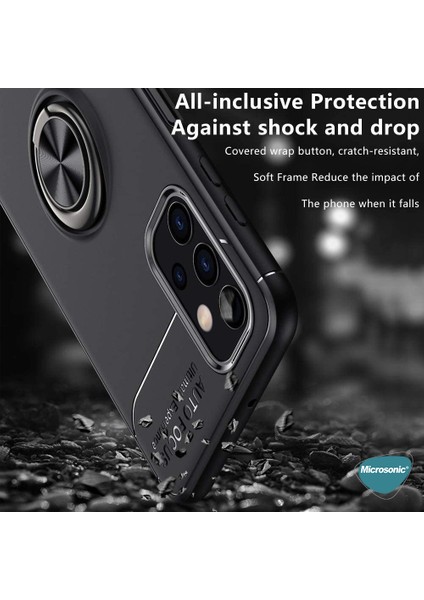 Samsung Galaxy A52 Kılıf Kickstand Ring Holder Siyah Rose fırsatları