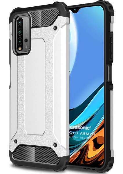 Xiaomi Redmi 9t Kılıf Rugged Armor Gümüş