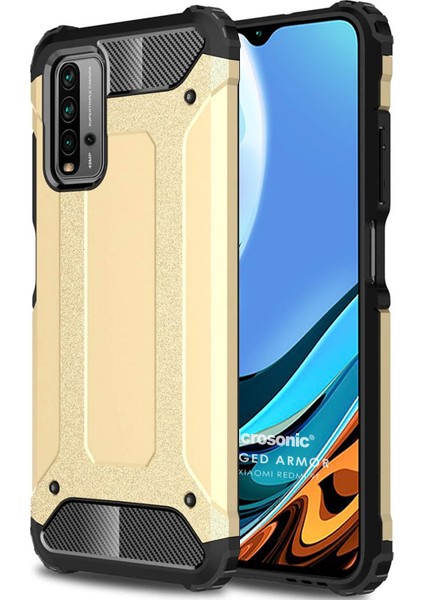 Xiaomi Redmi 9t Kılıf Rugged Armor Gold