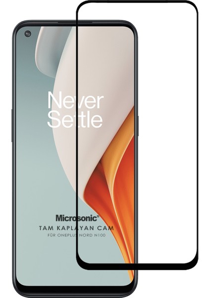 Oneplus Nord N100 Tam Kaplayan Temperli Cam Ekran Koruyucu Siyah