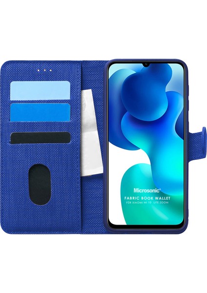 Xiaomi Mi 10 Lite Kılıf Fabric Book Wallet Lacivert