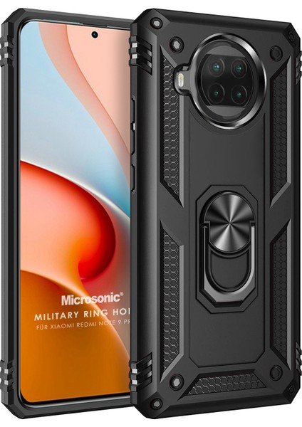 Xiaomi Redmi Note 9 Pro 5g Kılıf Military Ring Holder Siyah