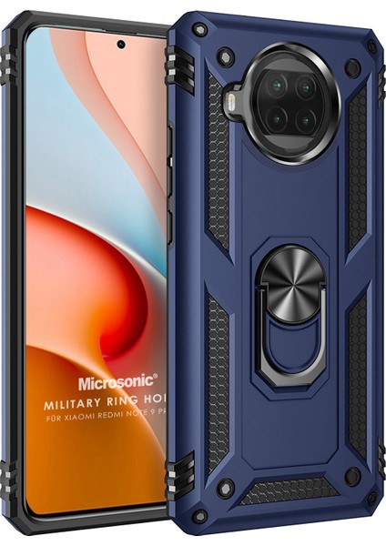 Xiaomi Redmi Note 9 Pro 5g Kılıf Military Ring Holder Lacivert