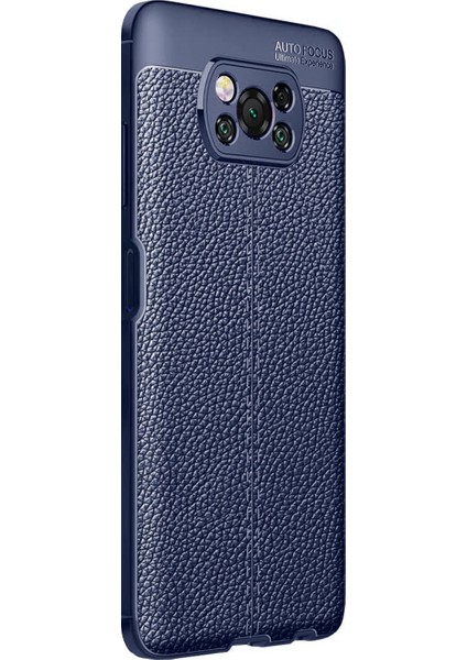 Xiaomi Poco X3 Pro Kılıf Deri Dokulu Silikon Lacivert