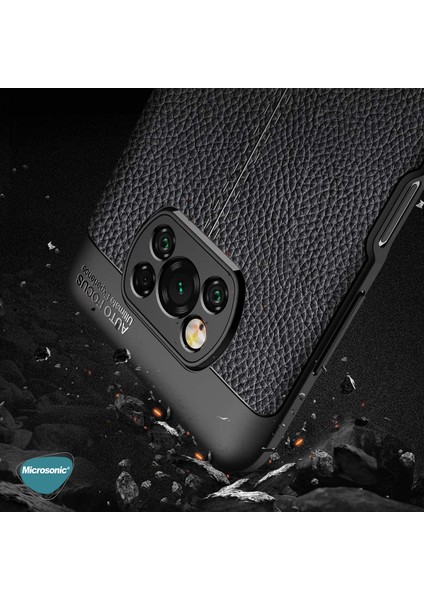 Xiaomi Poco X3 Pro Kılıf Deri Dokulu Silikon Lacivert