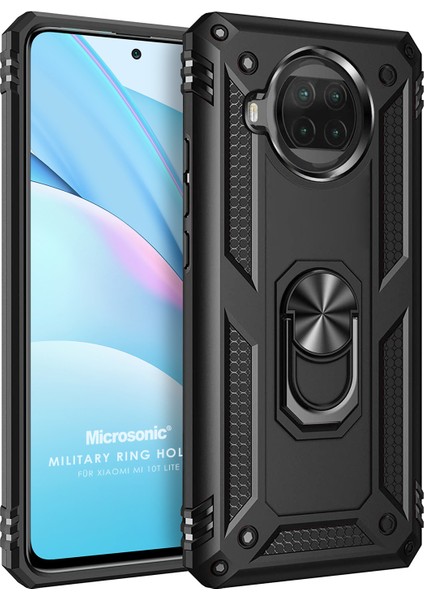 Xiaomi Mi 10T Lite Kılıf Military Ring Holder Siyah
