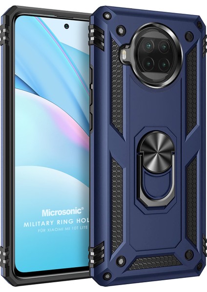 Xiaomi Mi 10T Lite Kılıf Military Ring Holder Lacivert