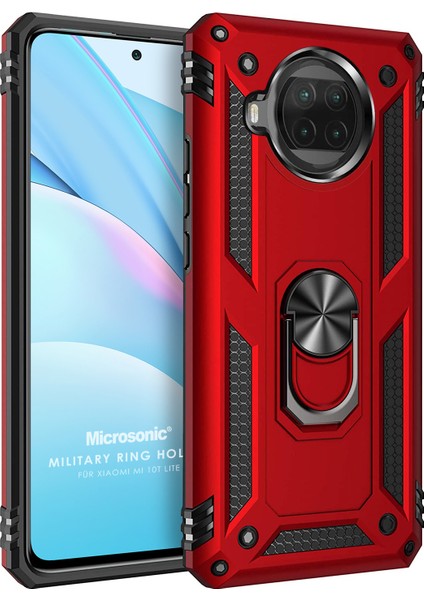 Xiaomi Mi 10T Lite Kılıf Military Ring Holder Kırmızı