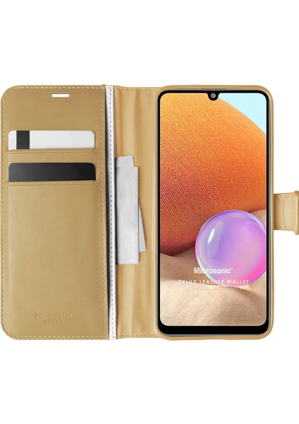Samsung Galaxy A32 4g Kılıf Delux Leather Wallet Gold