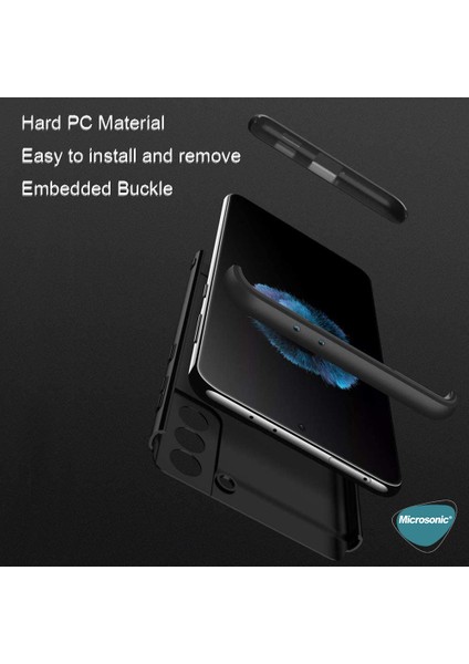Samsung Galaxy S21 Kılıf Double Dip 360 Protective Siyah Mavi
