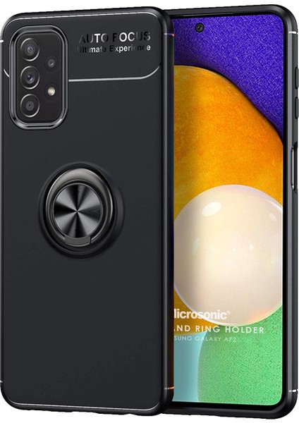 Samsung Galaxy A72 Kılıf Kickstand Ring Holder Siyah