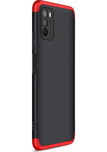Xiaomi Poco M3 Kılıf Double Dip 360 Protective Siyah Kırmızı fiyatları