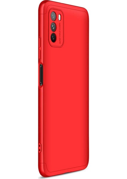 Xiaomi Poco M3 Kılıf Double Dip 360 Protective Kırmızı