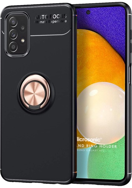 Samsung Galaxy A72 Kılıf Kickstand Ring Holder Siyah Rose