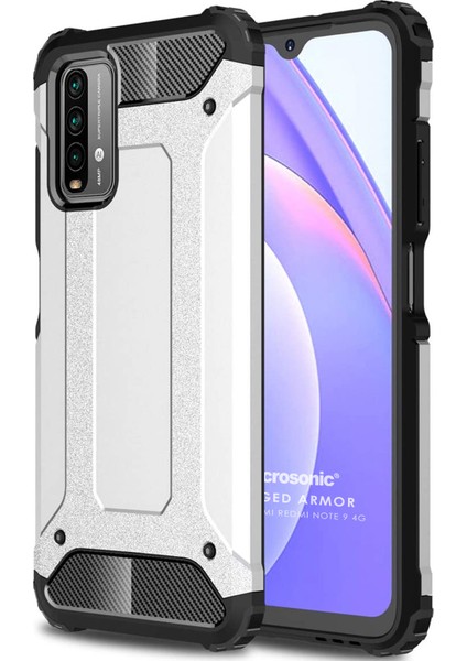 Xiaomi Redmi Note 9 4g Kılıf Rugged Armor Gümüş