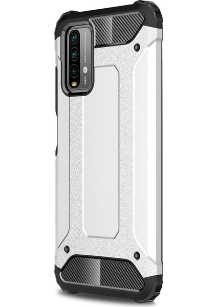 Xiaomi Redmi Note 9 4g Kılıf Rugged Armor Gümüş