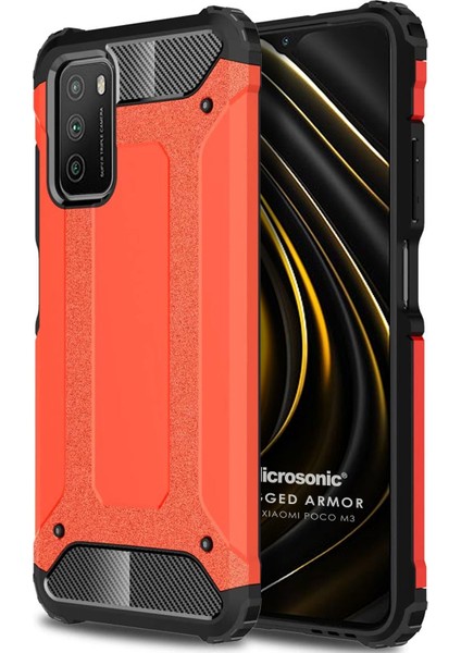 Xiaomi Poco M3 Kılıf Rugged Armor Kırmızı