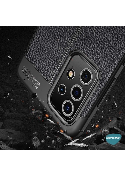 Samsung Galaxy A52 Kılıf Deri Dokulu Silikon Lacivert modelleri